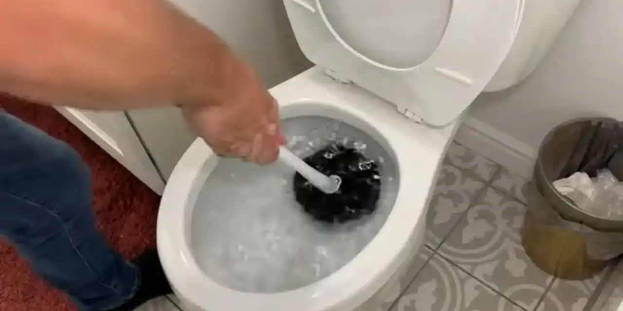Clogged toilet bowl